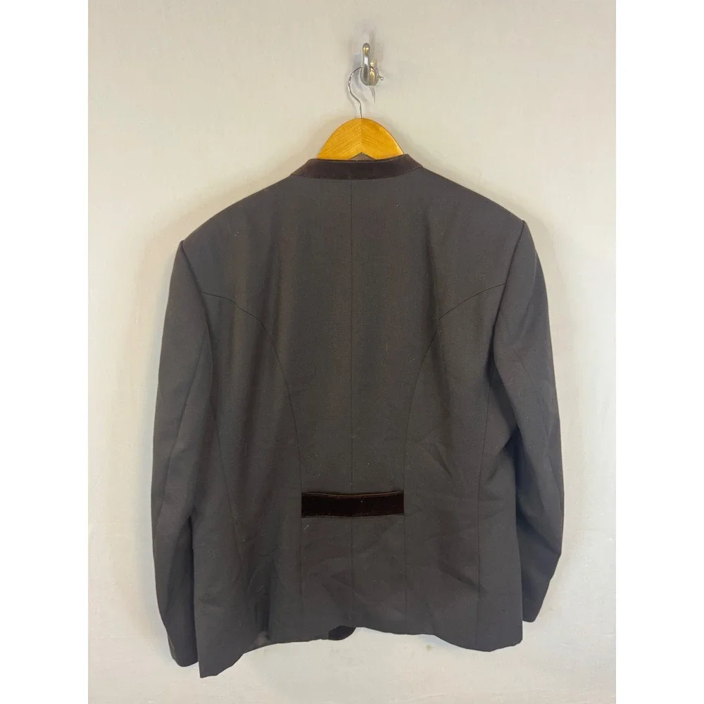 Bruckner Kleidung Austrian Trachten Blazer Brown Velvet Trim Jacket Men 44L Tall